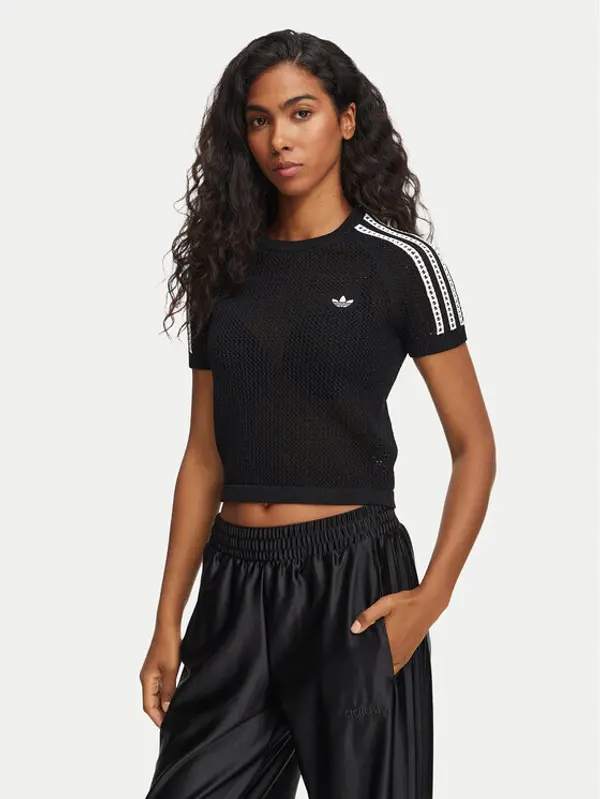 Adidas adidas T-shirt Knitted Crochet Tee KC6481 Crna Regular Fit