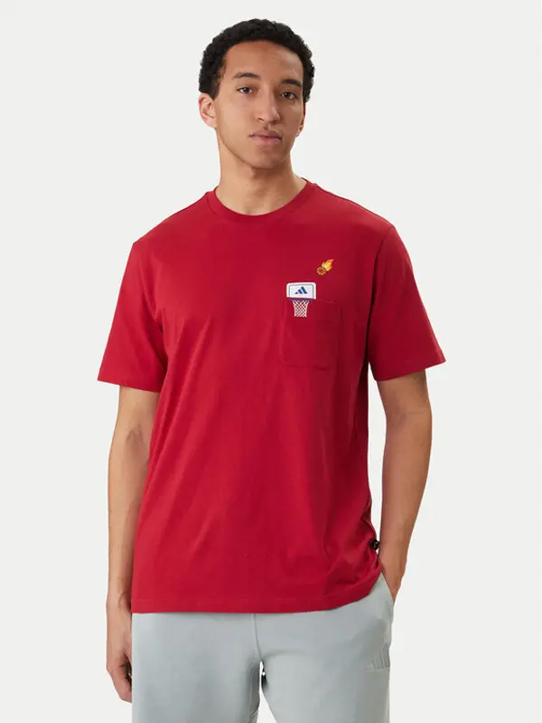 Adidas adidas T-shirt Mini Embroidery Basketball Graphic KB2525 Crvena Regular Fit