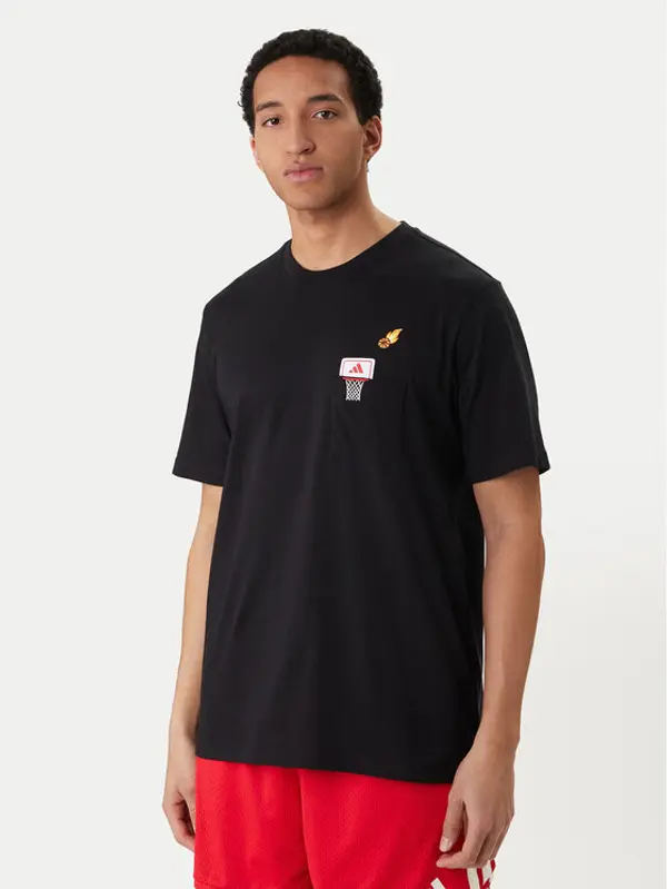 Adidas adidas T-shirt Mini Embroidery Basketball Graphic KB2526 Crna Regular Fit