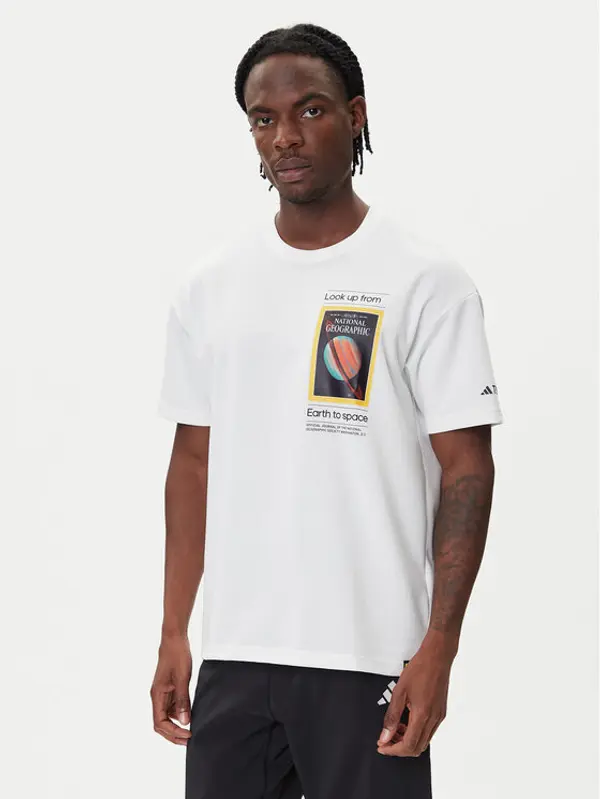 Adidas adidas T-shirt National Geographic KC2349 Bijela Loose Fit