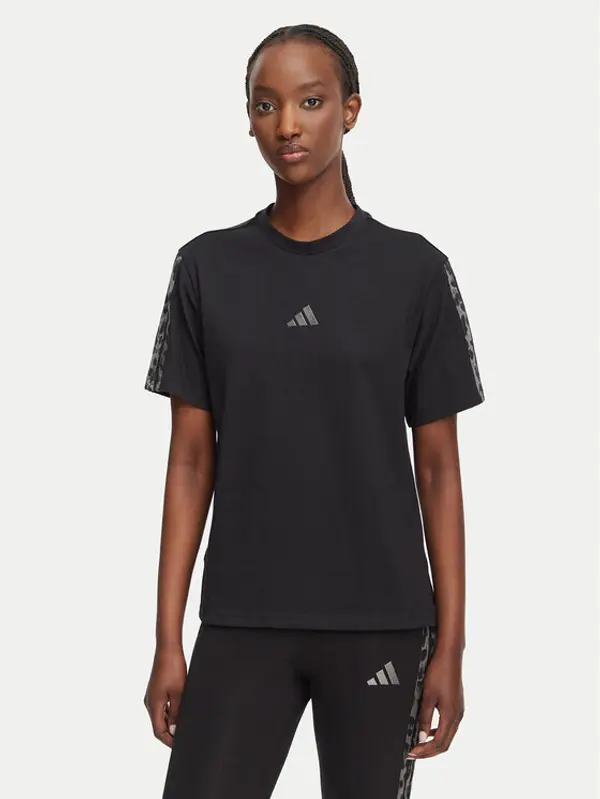 Adidas adidas T-shirt Seasonal Essentials Animal Print 3-Stripes KH1550 Crna Regular Fit