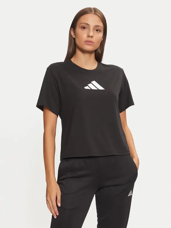 Adidas adidas Tehnička majica Train Essentials Big Logo JG8614 Crna Regular Fit