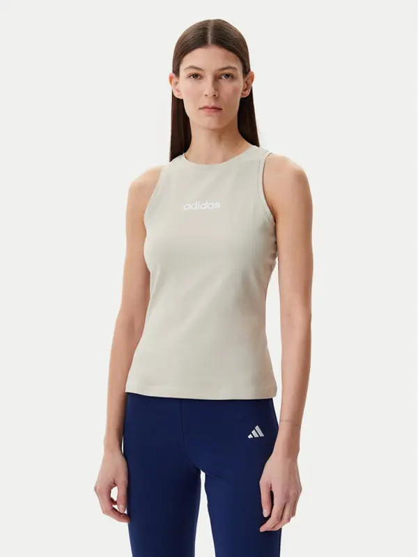 Adidas adidas Top Essentials Linear JC5790 Bež Slim Fit