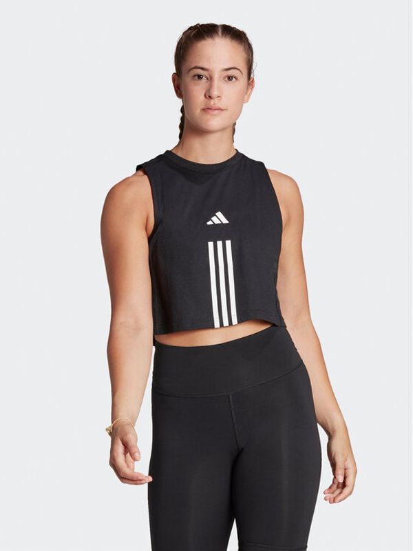 adidas adidas Top Train Essentials Train Cotton 3-Stripes Crop HR7847 Crna Loose Fit