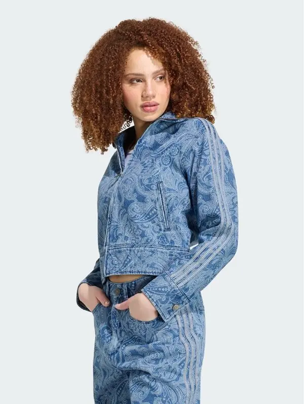 Adidas adidas Traper jakna Liberty London Firebird Denim Tracktop KR6674 Plava Regular Fit