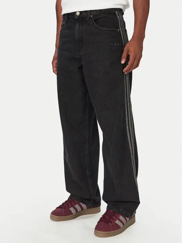 Adidas adidas Traperice Sst Denim Jeans Mid-Rise Straight Leg IB6947 Crna Loose Fit