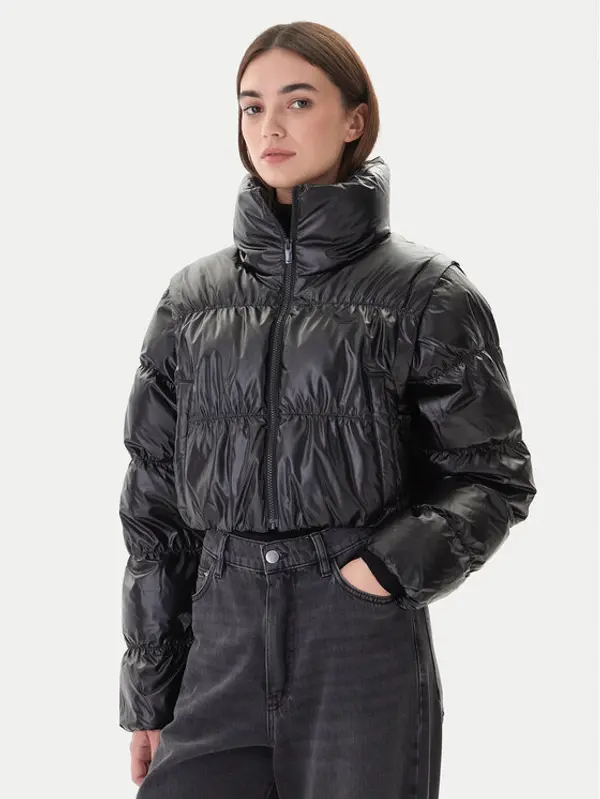 Adidas adidas Zimska jakna Essentials Glossy 2-In-1 JX2988 Crna Loose Fit
