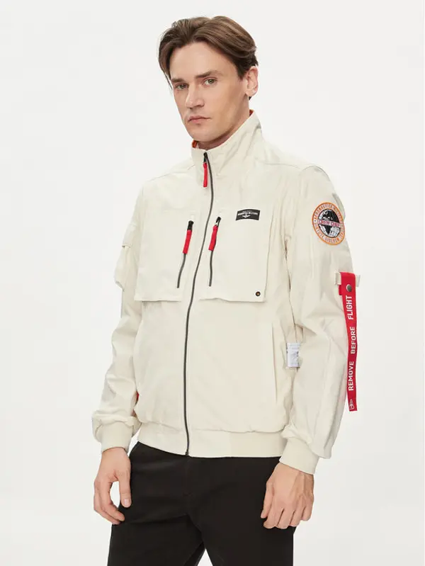 aeronautica militare Aeronautica Militare Bomber 241AB2152CT3260 Écru Regular Fit