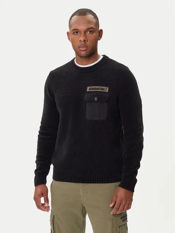 aeronautica militare Aeronautica Militare Džemper 252MA1573UL00539 Crna Regular Fit