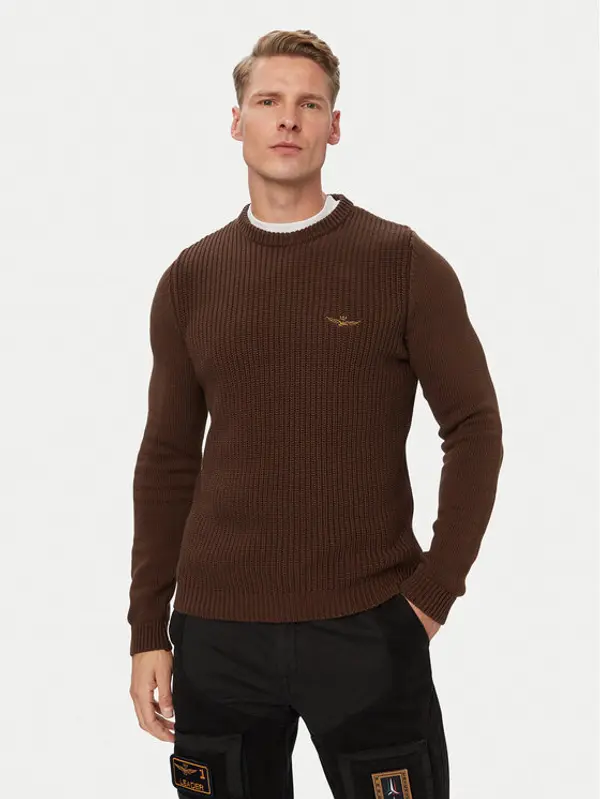 aeronautica militare Aeronautica Militare Džemper 262MA1571UL00409 Smeđa Regular Fit