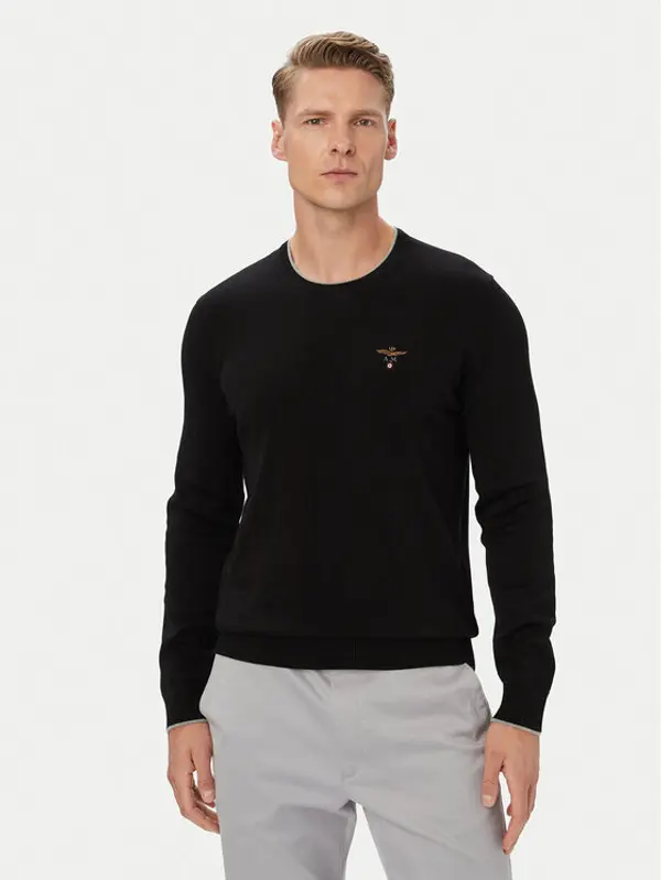 aeronautica militare Aeronautica Militare Džemper 262MA1631UL00506 Crna Regular Fit
