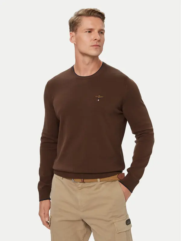 aeronautica militare Aeronautica Militare Džemper 262MA1631UL00506 Smeđa Regular Fit
