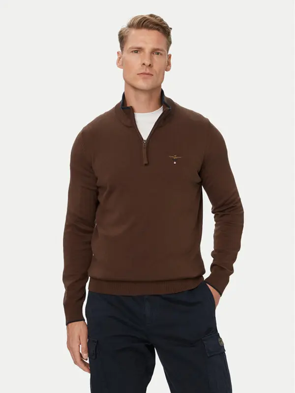 aeronautica militare Aeronautica Militare Džemper 262MA1670UL00506 Smeđa Regular Fit