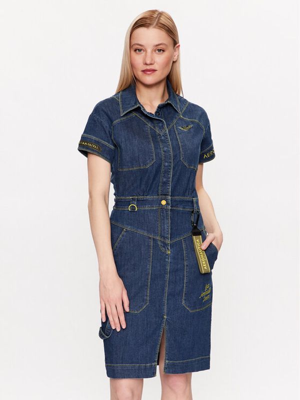 Aeronautica Militare Aeronautica Militare Jeans haljina 231VE078DCT3085 Tamnoplava Slim Fit