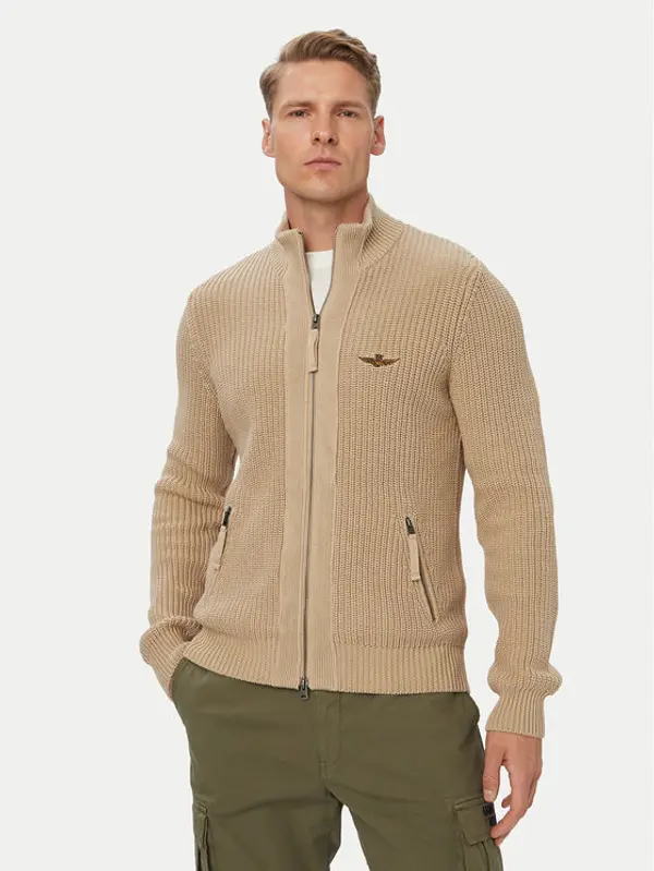 aeronautica militare Aeronautica Militare Kardigan 262MA1664UL00409 Bež Regular Fit