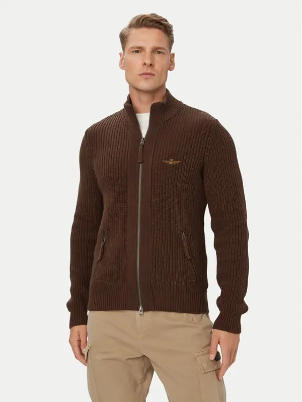 aeronautica militare Aeronautica Militare Kardigan 262MA1664UL00409 Smeđa Regular Fit