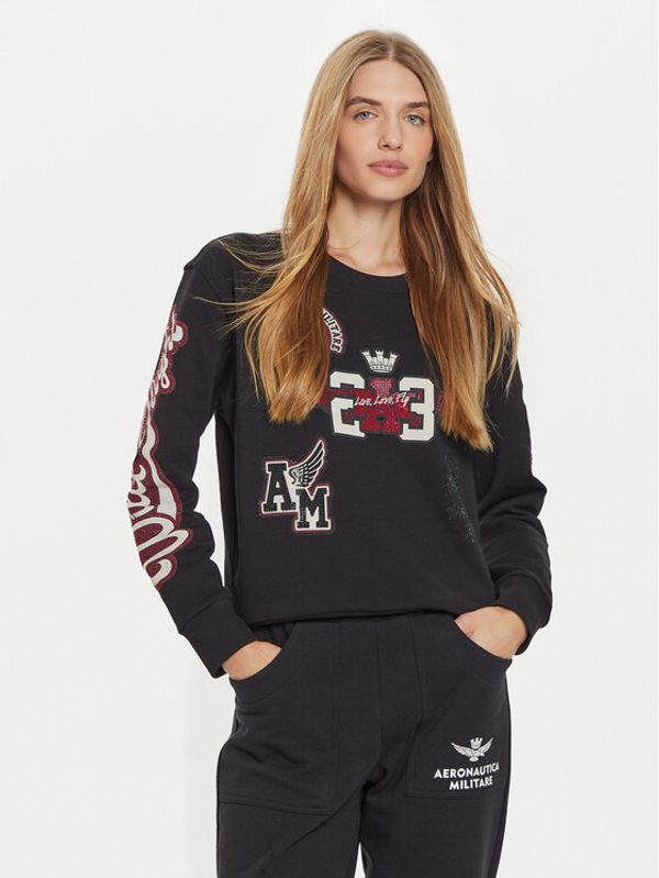 Aeronautica Militare Aeronautica Militare Majica dugih rukava 242TS2354DJ638 Crna Regular Fit