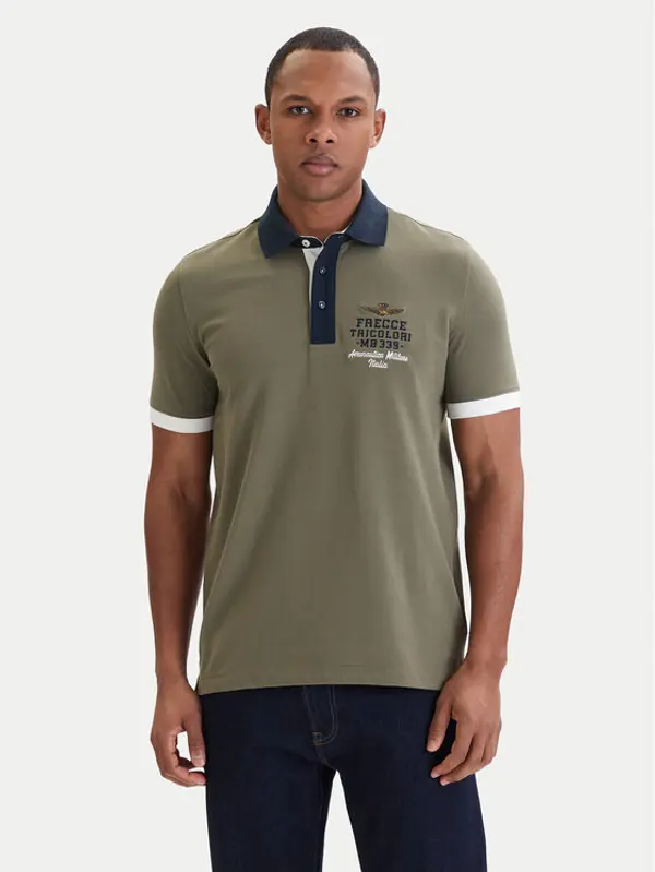 aeronautica militare Aeronautica Militare Polo 261PO1908UP00191 Zelena Slim Fit