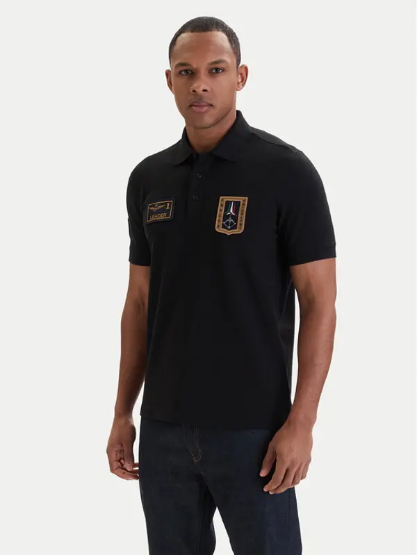 aeronautica militare Aeronautica Militare Polo 261PO1927UP00191 Crna Regular Fit
