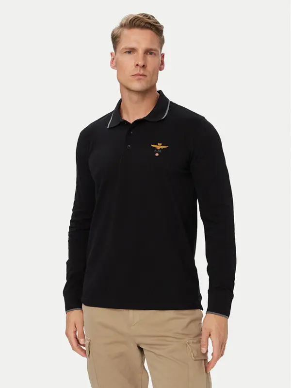 aeronautica militare Aeronautica Militare Polo 262PO1653UP00082 Crna Regular Fit