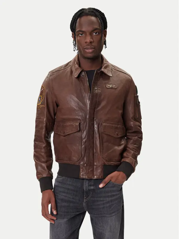 aeronautica militare Aeronautica Militare Prijelazna jakna 252PN0963U100839 Smeđa Regular Fit