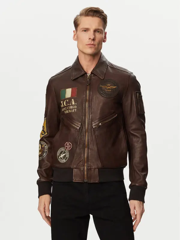 aeronautica militare Aeronautica Militare Prijelazna jakna 261PN5056U100839 Tamno smeđa Regular Fit