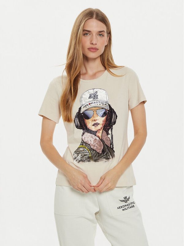 Aeronautica Militare Aeronautica Militare T-shirt 242TS2353DJ638 Bež Regular Fit