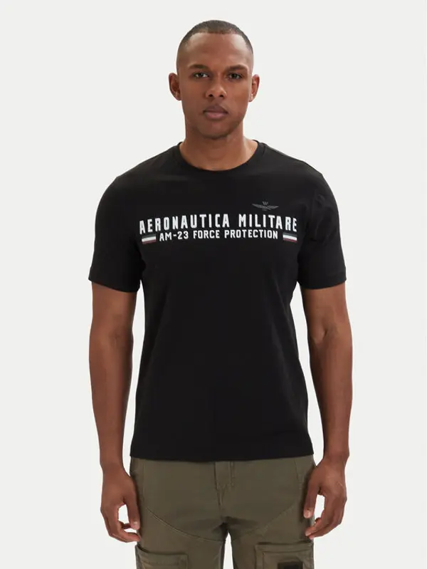 aeronautica militare Aeronautica Militare T-shirt 261TS1942UJ00538 Crna Regular Fit