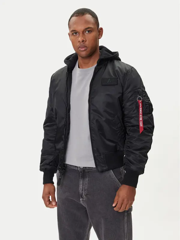 Alpha Industries Alpha Industries Bomber MA-1 Zip Hood Back Print 128113 Crna Regular Fit