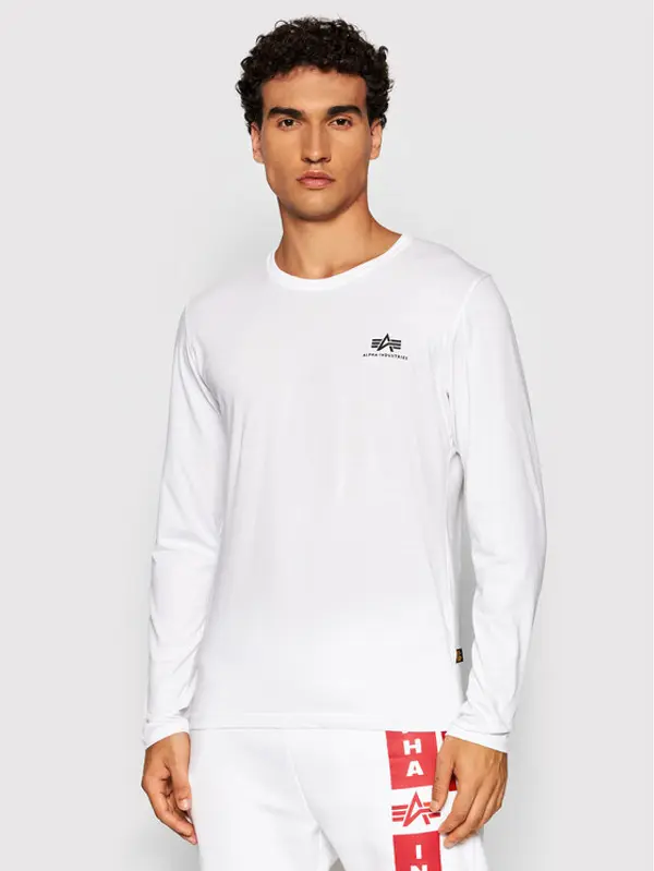 Alpha Industries Alpha Industries Majica dugih rukava Basic Small Logo 198517 Bijela Regular Fit