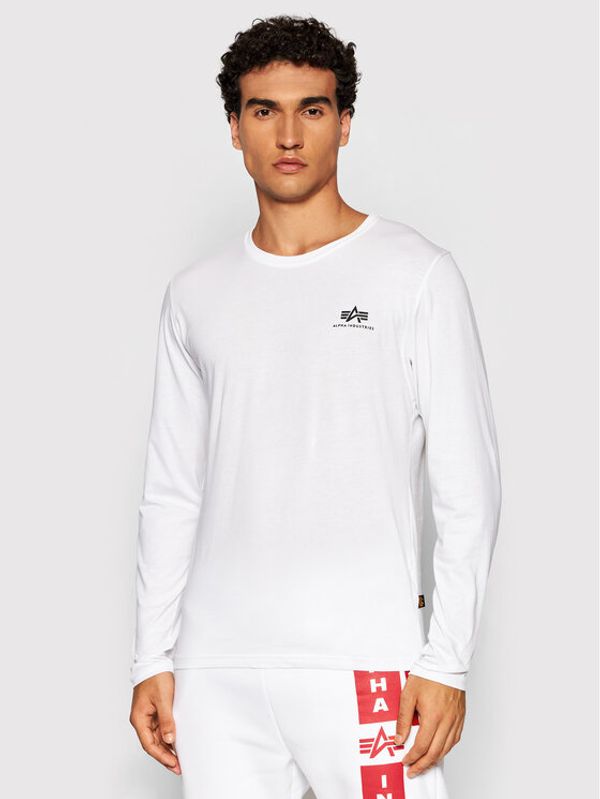 Alpha Industries Alpha Industries Majica dugih rukava Basic Small Logo 198517 Bijela Regular Fit