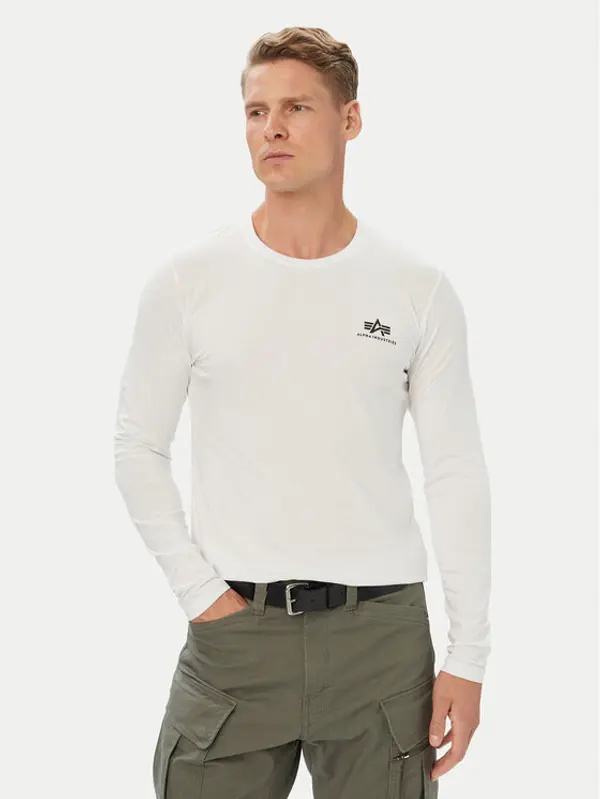 alpha industries Alpha Industries Majica dugih rukava Basic Small Logo 198517 Bijela Regular Fit