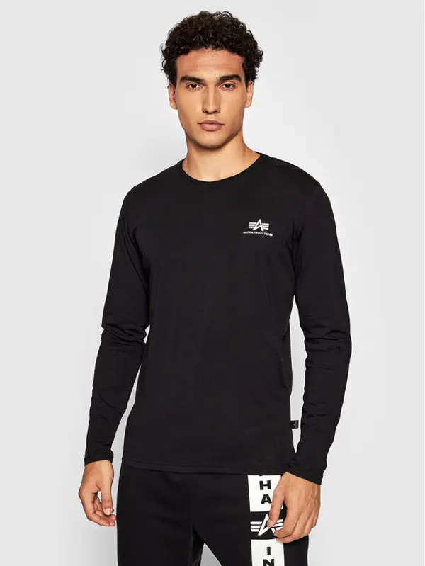 alpha industries Alpha Industries Majica dugih rukava Basic Small Logo 198517 Crna Regular Fit