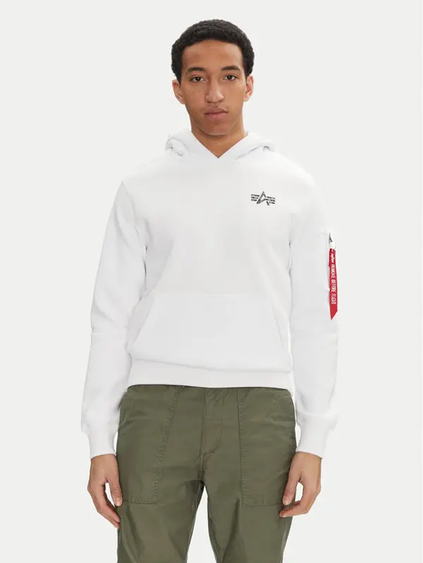 alpha industries Alpha Industries Majica dugih rukava Signature Back Print 148341 Bijela Regular Fit