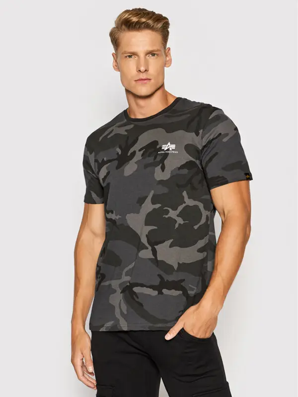 Alpha Industries Alpha Industries T-shirt Backprint T Camo 128507C Crna Regular Fit