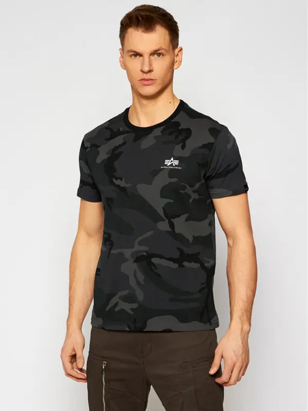 alpha industries Alpha Industries T-shirt Basic T Small Logo Camo 188505C Siva Regular Fit