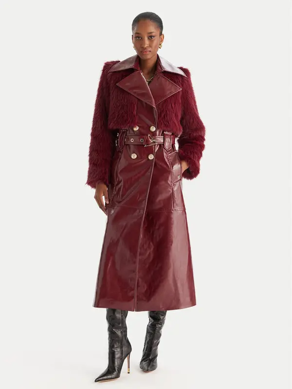 Babylon Babylon Kaput od umjetne kože S00772 Tamnocrvena Regular Fit