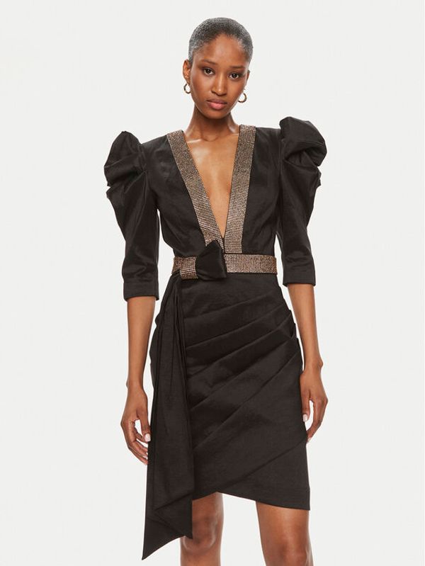 Babylon Babylon Koktel haljina S00868 Crna Slim Fit