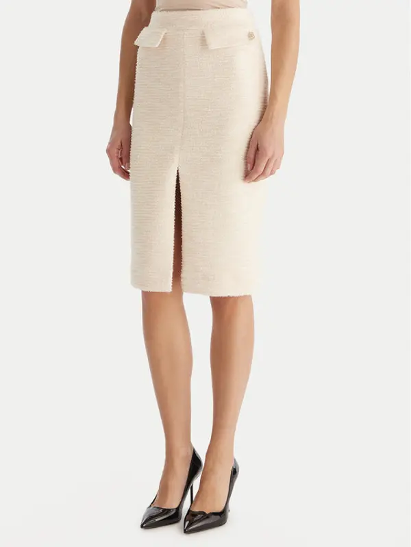 Babylon Babylon Midi suknja S00601 Écru Regular Fit