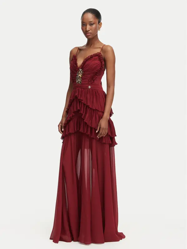Babylon Babylon Večernja haljina W S00924 Tamnocrvena Regular Fit