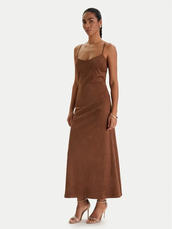 bardot Bardot Haljina od imitacije kože Nadira 59194DB3 Smeđa Slim Fit