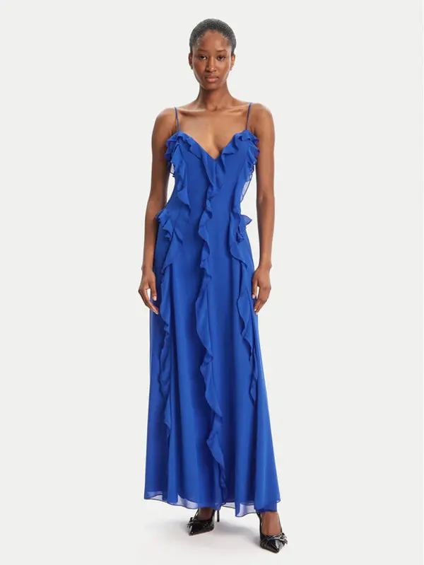 bardot Bardot Večernja haljina Veris Ruffle 60007DB Plava Regular Fit