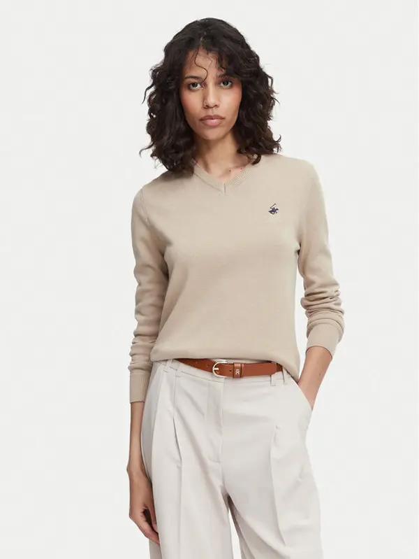 Beverly Hills Polo Club Beverly Hills Polo Club Džemper P-SS26W-M536563 Bež Regular Fit