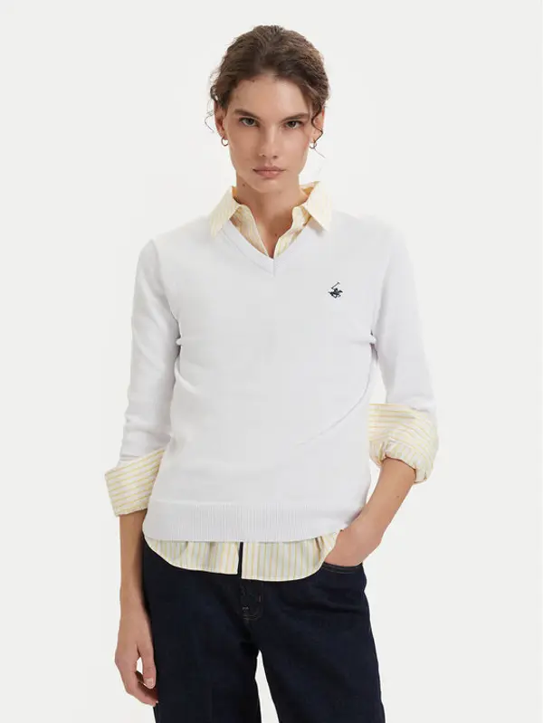 Beverly Hills Polo Club Beverly Hills Polo Club Džemper P-SS26W-M536563 Bijela Regular Fit