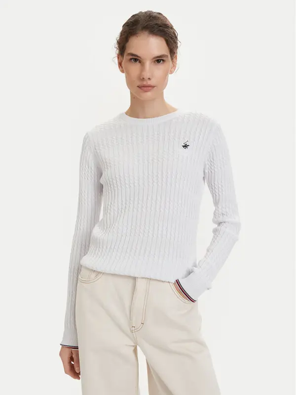 Beverly Hills Polo Club Beverly Hills Polo Club Džemper P-SS26W-M537390 Bijela Regular Fit