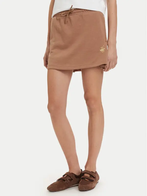 Beverly Hills Polo Club Beverly Hills Polo Club Mini suknja P-SS26W-SK00687 Svijetlo smeđa Regular Fit