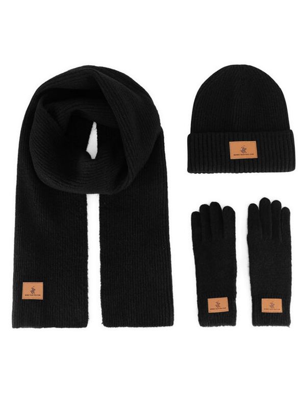 Beverly Hills Polo Club Beverly Hills Polo Club Set kapa, šal i rukavice BHPC-MC-001-AW24 Crna