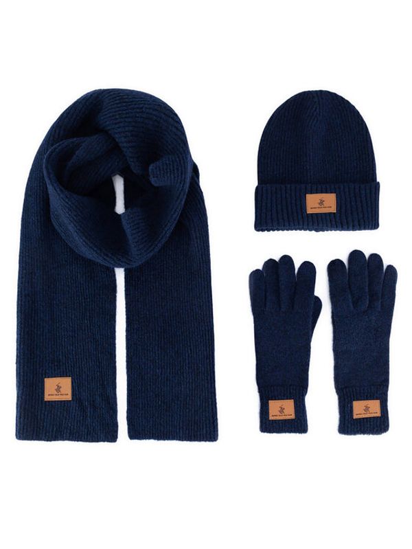 Beverly Hills Polo Club Beverly Hills Polo Club Set kapa, šal i rukavice BHPC-MC-001-AW24 Tamnoplava