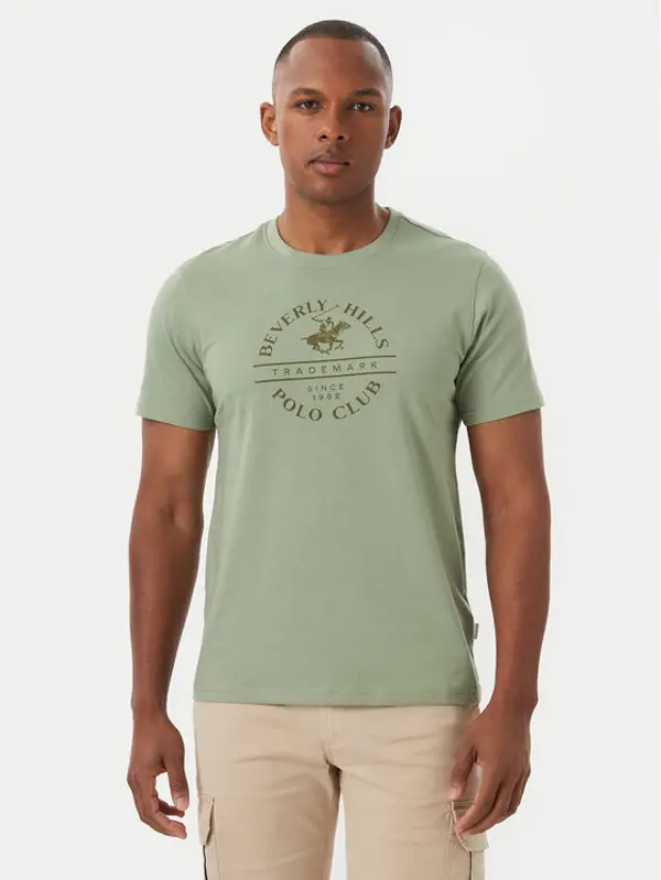 Beverly Hills Polo Club Beverly Hills Polo Club T-shirt M1369 Zelena Regular Fit