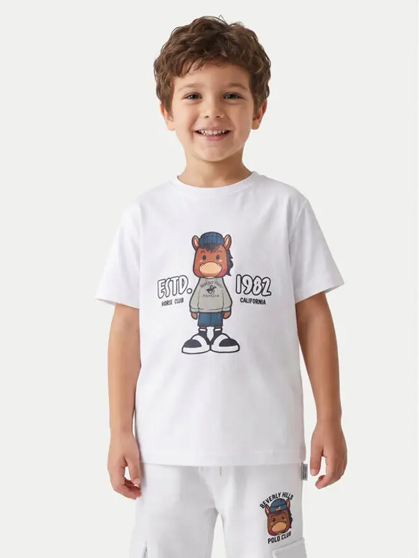 Beverly Hills Polo Club Beverly Hills Polo Club T-shirt P-SS26B-TS0135 Bijela Regular Fit